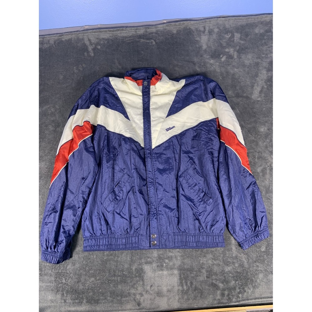 Vintage Wilson Windbreaker Jacket Mens Large L 1990s Nylon Colorblock Full Zip